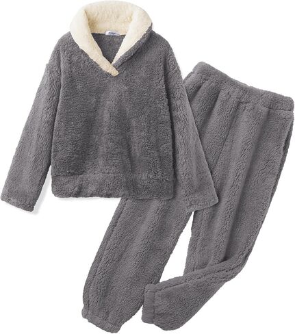 Arshiner ملابس الفتيات 2 قطعة ملابس غامضة الشتاء الدافئة الصوف فضفاضة البلوز البلوز و Sweatpant Sweatsuit in Kuwait