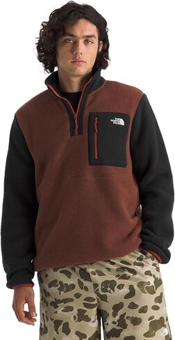 The North Face Men's Yumiori Quarter Zip Jacket - Lightweight Fleece Coat with Embroidered Logo, Secure Zip Chest Pocket, Ember Soil/TNF Black/Iron Clay, Medium in Saudi Arabia
