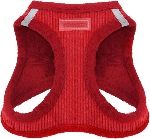 Voyager Step-in Plush Dog Harness – Soft Plush, Step in Vest Harness for Small and Medium Dogs by Best Pet Supplies - Red Corduroy, XL (Chest: 20.5-23") in Kuwait
