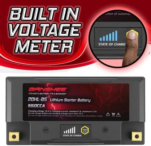 Banshee Lithium YTX20L-BS, 550 CCAs LiFePO4 Motorcycle Battery, 12V 18AH ATV, UTV, Jet Ski, 4 Wheeler, Snowmobile, Personal Watercraft, Seadoo, Polaris, Generator and Riding Lawn Mower Battery in Saudi Arabia