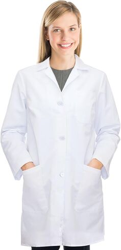 Lab Coat for Woman,White Doctor Costume for Adults, Long Sleeve Unisex Science Medical Coat (XL) in Kuwait