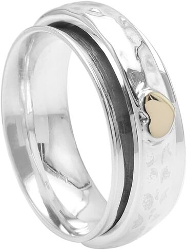 خاتم القلب الذهبي الدوار - خاتم تململ دوار من الفضة الإسترليني عيار 925 للنساء in Kuwait