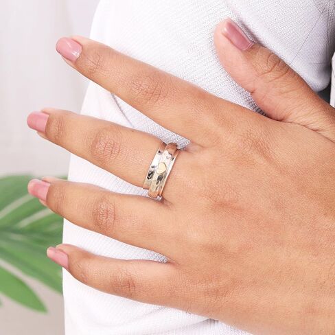 خاتم القلب الذهبي الدوار - خاتم تململ دوار من الفضة الإسترليني عيار 925 للنساء in Kuwait