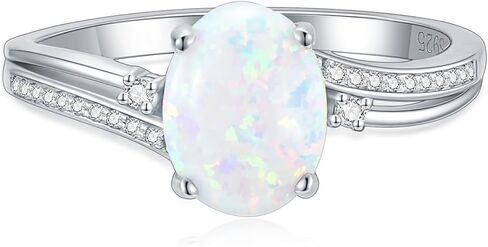 YDD 2ct Oval Cut Opal Engagement Rings for Women White Opal Rings Opal and Moissanite Engagement Rings 925 Sterling Silver Opal Wedding Ring Anniversary Promise Ring in Kuwait