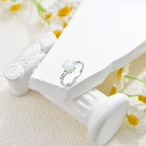 YDD 2ct Oval Cut Opal Engagement Rings for Women White Opal Rings Opal and Moissanite Engagement Rings 925 Sterling Silver Opal Wedding Ring Anniversary Promise Ring in Kuwait