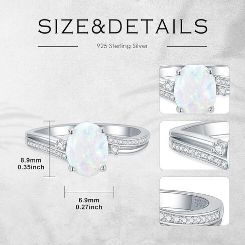 YDD 2ct Oval Cut Opal Engagement Rings for Women White Opal Rings Opal and Moissanite Engagement Rings 925 Sterling Silver Opal Wedding Ring Anniversary Promise Ring in Kuwait