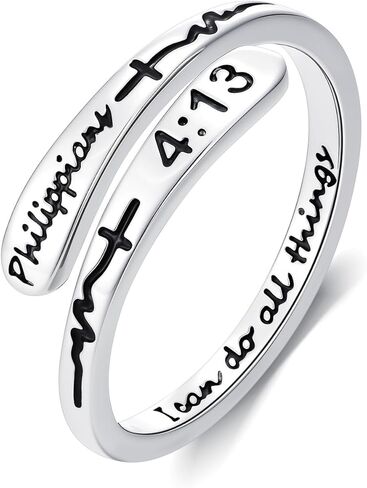 ROMANTICWORK الأمل الدائري للنساء الرجال 925 الفضة الاسترليني قابل للتعديل الصليب الإيمان مجوهرات ملهمة وتشجيع الهدايا للمراهقين in Kuwait