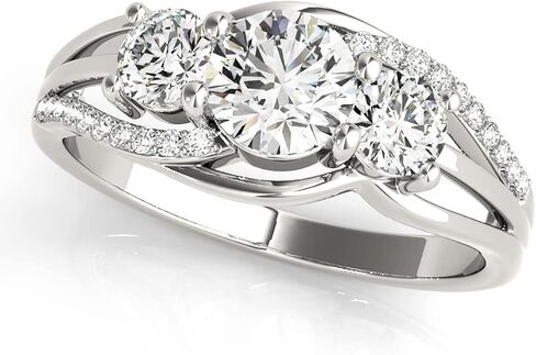 YDD 3 Stone Moissanite Engagement Rings for Women 1CT Center Brilliant Moissanite Engagement Ring 925 Sterling Silver Anniversary Promise Rings for Her in Kuwait