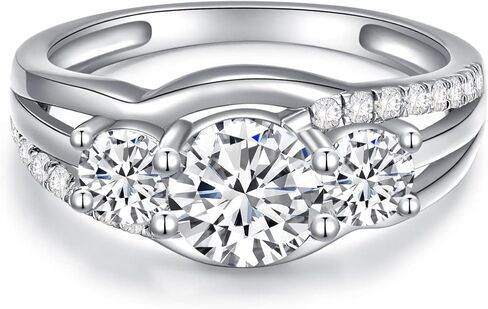 YDD 3 Stone Moissanite Engagement Rings for Women 1CT Center Brilliant Moissanite Engagement Ring 925 Sterling Silver Anniversary Promise Rings for Her in Kuwait