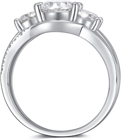YDD 3 Stone Moissanite Engagement Rings for Women 1CT Center Brilliant Moissanite Engagement Ring 925 Sterling Silver Anniversary Promise Rings for Her in Kuwait