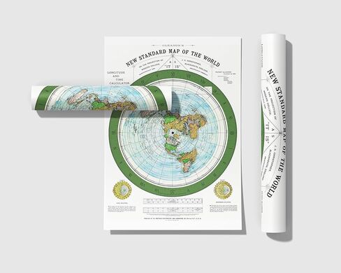 Flat Earth Map of the World - 1892 Alexander Gleason Map - 12x17 inches- Wall Art Poster Print Décor Gift - Circular Plane - Longitude and Time - Polar Azimuthal Projection - Flat Earthers - Unframed Home School Gift Decor in Saudi Arabia