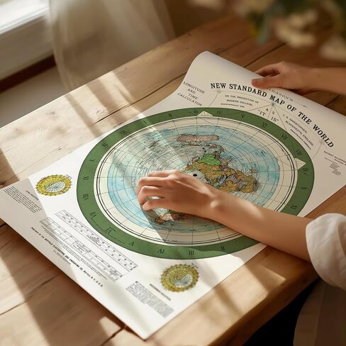Flat Earth Map of the World - 1892 Alexander Gleason Map - 12x17 inches- Wall Art Poster Print Décor Gift - Circular Plane - Longitude and Time - Polar Azimuthal Projection - Flat Earthers - Unframed Home School Gift Decor in Saudi Arabia