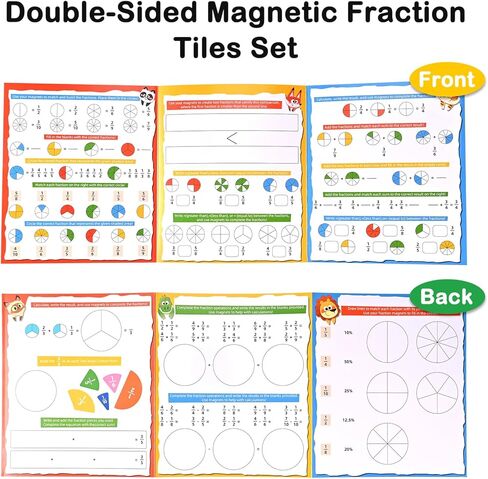 Magnetic Fraction Demonstration Book with Magnetic Fraction Tiles & Circles, Hands-On Fraction Manipulatives for Kids, Visual Math Learning Set for Classroom, Homeschool & Early Math Practice in Saudi Arabia