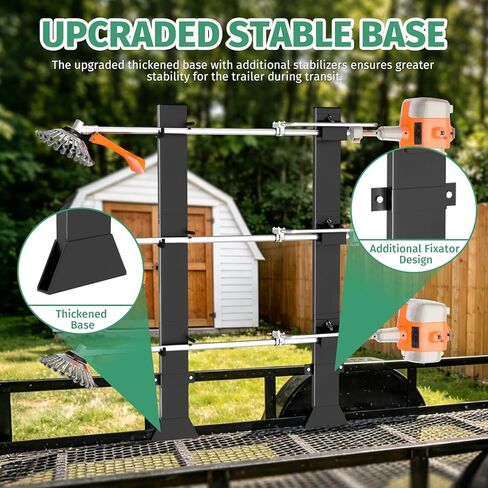 رف أكل الأعشاب 3 أماكن للمقطورة، رفوف تشذيب للمقطورات المفتوحة، حامل رف أكل الأعشاب لشاحنة مقطورة المناظر الطبيعية ملحقات معدات العشب مع قفل in Kuwait