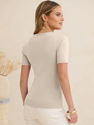 ANRABESS Womens Short Sleeve Sweaters Summer Scoop Neck Casual Basic Shirts Knit Pullover Work Tops 2026 Spring Outfits in Saudi Arabia