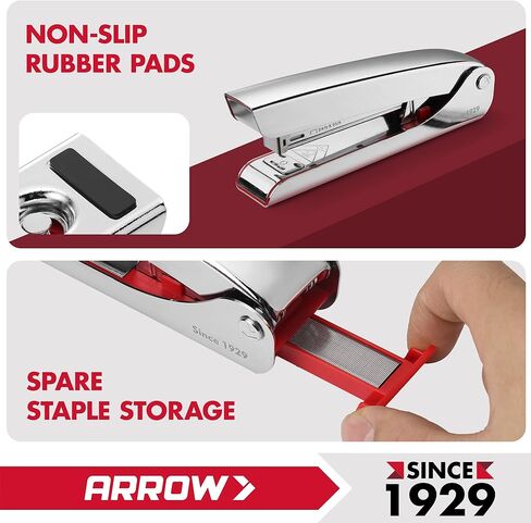 Arrow Metal Stapler, Full-Strip Stapler for Desk with 2520 Staples, 25 Sheet Capacity, Rear Staple Storage, Dual-Mode Anvil, Non-Slip Base, for Office, Classroom, and School in Saudi Arabia