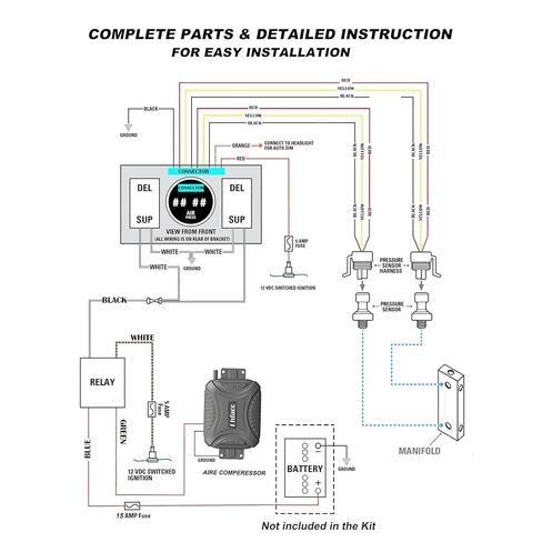 نظام ضاغط الهواء على متن الطائرة، نظام مضخة الهواء مع مقياس الهواء الرقمي المزدوج المسار، صمام قياس الهواء، تجهيزات خط الهواء T للشاحنات والشاحنات (أحمر) in Kuwait