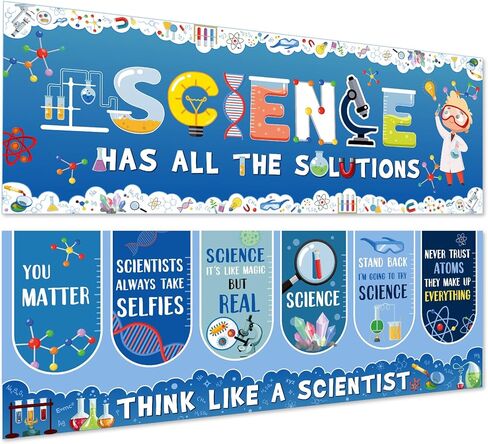 2 Pcs Science Welcome Banners 13.8x38.6 Inch Scientist Banner Science Paper Banner School Science Decor for School Classroom Party Celebration Decor in Saudi Arabia