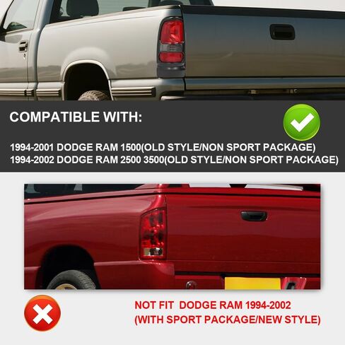 PIT66 Tail Light Taillight Assembly Pair w/o Bulbs Compatible with Dodge Ram 1500 Truck 1994-2001/Ram 2500 3500 Truck 1994-2002 55055264AC 55055265AC, CH2800122 CH2801122 Rear Brake Lamp in Saudi Arabia