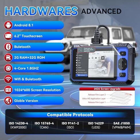 ماسح ضوئي OBD2، أداة تشخيص السيارة MUCAR 682 المدعومة بالذكاء الاصطناعي، أداة مسح ضوئي ثنائية الاتجاه للسيارات، ماسح ضوئي لتشخيص الأنظمة الكاملة للسيارة، ماسح ضوئي للسيارة مع 20+ إعادة ضبط، CAN FD & FCA SGW، تحديث مجاني مدى الحياة in Kuwait
