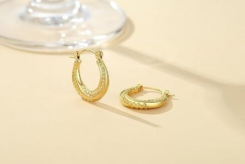 أقراط ذهبية للنساء 14 قيراط أقراط دائرية من الذهب للنساء حلق دائرية دوارة تصميم كرة صغيرة مريحة أقراط نسائية مجوهرات أناقة خالدة in Kuwait