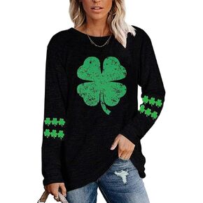 Roshop St Satricks Day Shirts Women Long Sleeve Irish Lucky Shamrock Printed Graphic Holidays Shirt in Kuwait