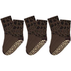 3 Pairs Cute Pilates Grip Socks for Women Heart Leopard Print Non Slip Grip Socks Fits for Yoga, Barre, Barefoot in Saudi Arabia