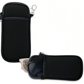 Double Eyeglasses Case Soft Sunglasses Pouch Case with buckle dual Travel Pouch Bag for Eyewear Phone& Accessories in Saudi Arabia