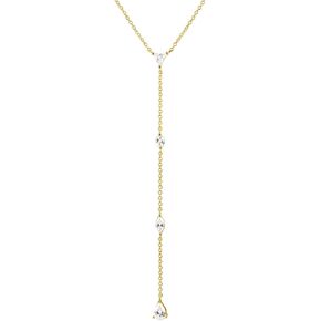 CAITLYNMINIMALIST 18K مطلية بالذهب النحاس والفضة النحاس فوق الروديوم تشيكوسلوفاكيا الماس كريستال الوهق قلادة طويلة قطرة Y للنساء in Saudi Arabia