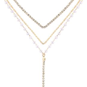 قلادة للنساء، قلادة طويلة أنيقة من الذهب عيار 14 قيراط على شكل حرف Y مجوهرات عصرية مطرزة بطبقات سلسلة قلادات مجوهرات هدايا للنساء in Kuwait