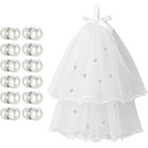 MIXJOY 12 Pack Magnetic Pearls Set - Strong Magnet Imitation Pearl Decorations for Wedding Veil, Hats, Shoes, and Bags, Magnet-Back White Round Pearls DIY Apparel Decor for Bride Sisters Friends in Kuwait