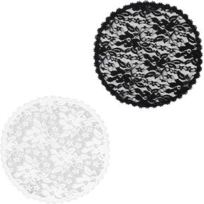 2 Pcs Chapel Veils, Lace Veil Round Head Coverings for Women, Black & White Polyester Mantilla, Rose Pattern(2) in Kuwait
