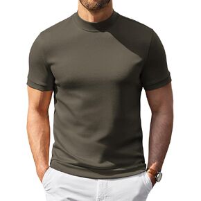 COOFANDY Men's Short Sleeve Mock Neck Pullover Sweaters Casual Stylish Slim Fit Basic Top Silk-Like Fabric in Saudi Arabia