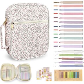 حافظة غطاء الكتاب المقدس للنساء، ملحقات لوازم دراسة الكتاب المقدس، مجموعة مذكرات الكتاب المقدس، حقيبة حمل على شكل زهرة زرقاء مع أقلام تمييز in Kuwait