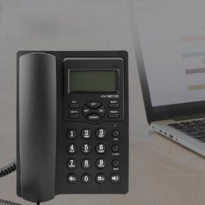 aqxreight LCD Display Semi Hands Free Corded Phone with Speakerphone 3‑Group Alarms Corded Telephone ‑ Black Semi Hands Free When Clear Press Outside Function Noise Cancelling (Black) in Kuwait