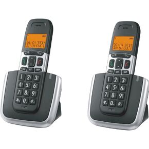 هاتف لاسلكي D1004 للمنزل، تقنية ECO، شاشة LCD كهرمانية مقاس 1.6 بوصة، معرف المتصل، أزرار كبيرة، مكبر صوت (عبوة واحدة، أسود) in Kuwait