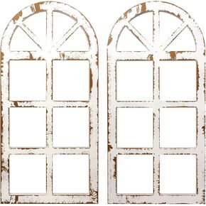 إطار نافذة خشبي ريفي لتزيين الحائط، ديكور جدار نافذة الإطار، ديكور جدار مقوس الكاتدرائية لغرفة النوم وغرفة المعيشة والمطبخ (زوج) in Kuwait