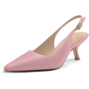 Athlefit Women's Low Kitten Heels Closed Pointed Toe Slingback Dress Pumps Shoes for Wedding Work Office in Kuwait