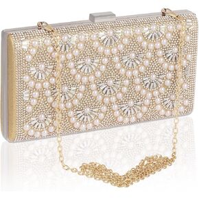 Evening Clutch Pearl Purse for Women, Party Clutches Bag Wedding Formal Handbags, Women's Rhinestone Small Purses Gold Dressy Fancy Prom Bridal Cossbody Bag Vintage in Saudi Arabia
