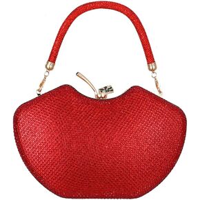 Rhinestone Apple Red Clutch Purse, Crossbody Evening Bag for Women, Sparkly Evening Handbag for Party Wedding Prom Dinner in Saudi Arabia