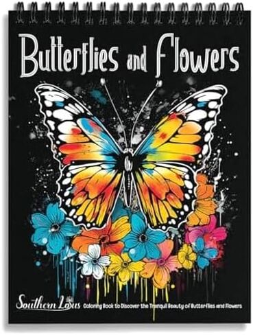 SOUTHERN LOTUS Butterflies And Flowers Spiral Coloring Book Wirebound Hardcovers Floral Design Aesthetic Illustrations Butterfly Relaxing Large Print Pages For Adults Relieve Stress Mindfulness in Saudi Arabia