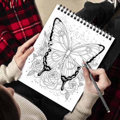SOUTHERN LOTUS Butterflies And Flowers Spiral Coloring Book Wirebound Hardcovers Floral Design Aesthetic Illustrations Butterfly Relaxing Large Print Pages For Adults Relieve Stress Mindfulness in Saudi Arabia