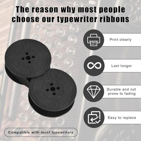 3pcs Universal Typewriter Ribbon, Twin Spool Black Ink Vintage Type Writer Ribbon Replacement Portable Compatible with Royal Smith Corona and Specific Model Ml80 Gr9 Eps600 Accessories Parts in Saudi Arabia