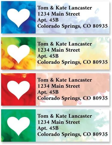 Colorful Images Hearts on Parade Valentine’s Day Return Address Mailing Labels, Personalize with Name and Shipping Address, Set of 144 Self Adhesive, Easy Peel Flat Label Sheets, 1⅛" x 2¼", 1 Design in Saudi Arabia