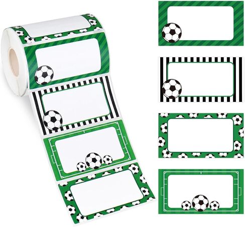400Pcs Soccer Name Tags Nameplate Stickers Green Black Sport Ball Adhesive Label Decals for Classroom Office Desk Wall Bulletin Board Decor, 4 Designs in Saudi Arabia