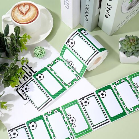 400Pcs Soccer Name Tags Nameplate Stickers Green Black Sport Ball Adhesive Label Decals for Classroom Office Desk Wall Bulletin Board Decor, 4 Designs in Saudi Arabia