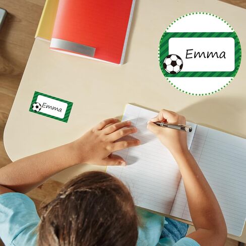 400Pcs Soccer Name Tags Nameplate Stickers Green Black Sport Ball Adhesive Label Decals for Classroom Office Desk Wall Bulletin Board Decor, 4 Designs in Saudi Arabia