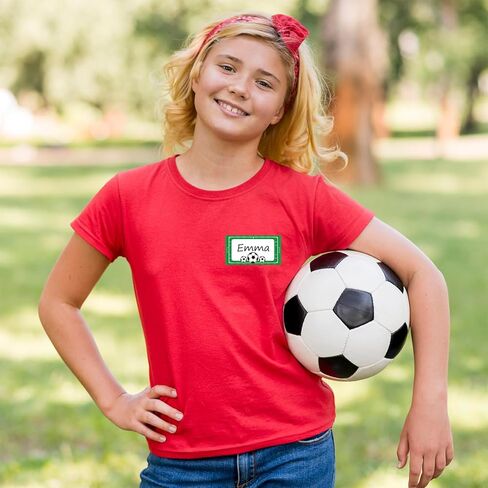 400Pcs Soccer Name Tags Nameplate Stickers Green Black Sport Ball Adhesive Label Decals for Classroom Office Desk Wall Bulletin Board Decor, 4 Designs in Saudi Arabia