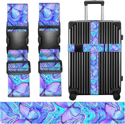 2Pcs Adjustable Luggage Belts Hawaii Luggage Straps for Suitcases Colorful Leaf Print Belts Travel Accessories Straps with Quick Release Buckle Secure Packing for Women Men Business Trips in Kuwait