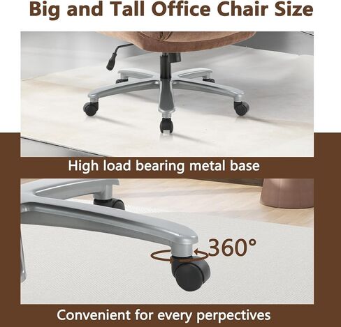 كرسي مكتب تنفيذي كبير وطويل من CLATINA، مقعد عريض للغاية، كرسي مكتب من القماش المريح عالي التحمل بسعة 800 رطل مع عجلات ومساند للذراعين مبطنة، كرسي مهام كمبيوتر من القماش عالي الظهر، بني in Kuwait